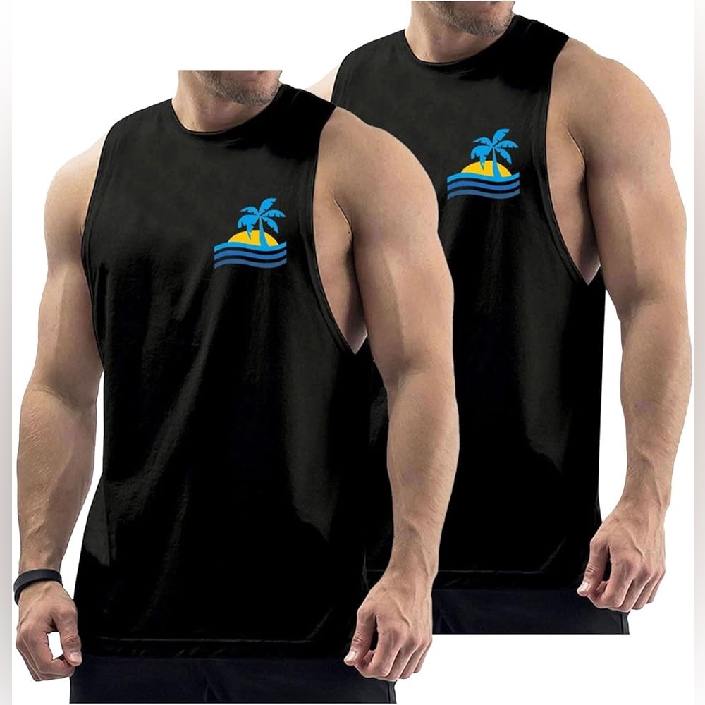 InLeaderStyle Men’s Two Pack Cut Off Tank Tops